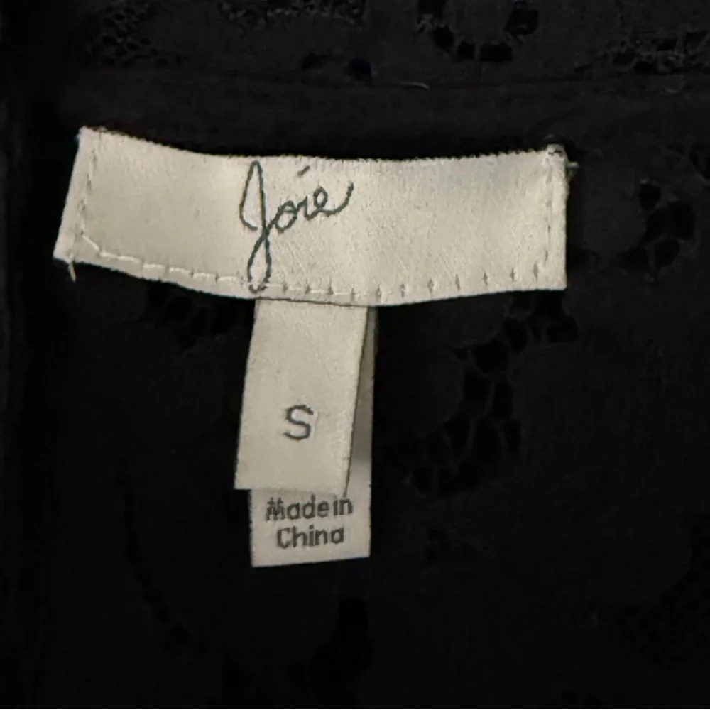 Joie Black Lace Sheer Blouse Top Size S Cocktail Party Whimsigoth Scalloped Hem - Picture 7 of 8